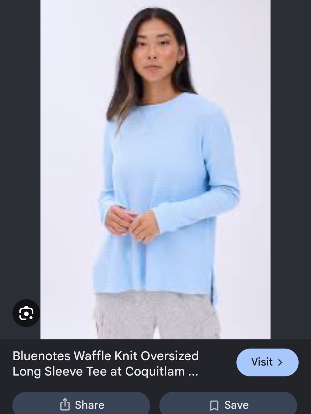 Bluenotes Women's Waffle Knit Oversized Long Sleeve Sweater - Light Blue